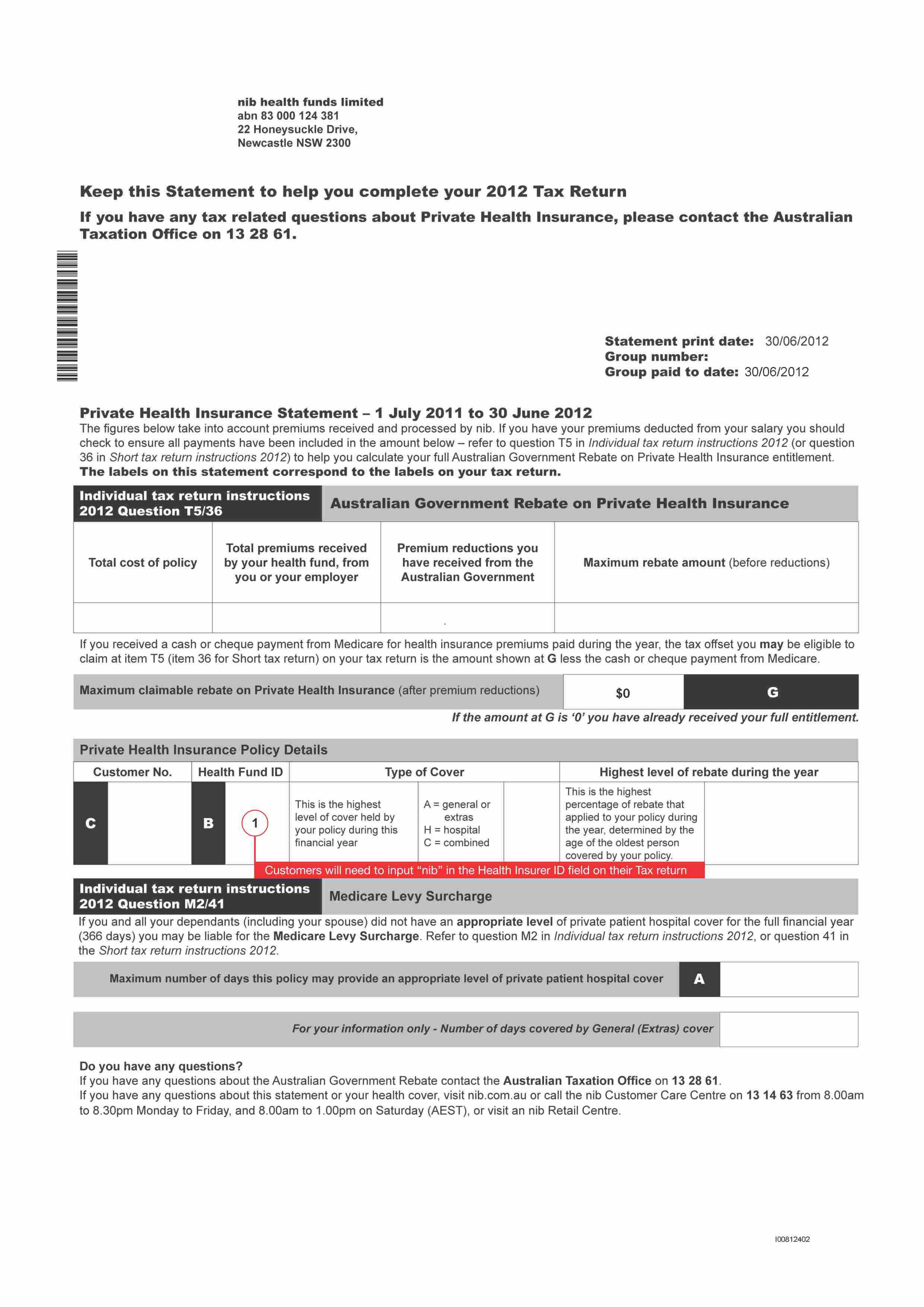 Health Insurance Statement For Tax / Download Instructions